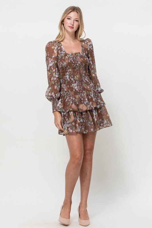 Floral Print Smocked Dress