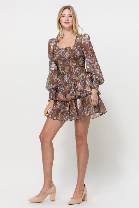 Floral Print Smocked Dress