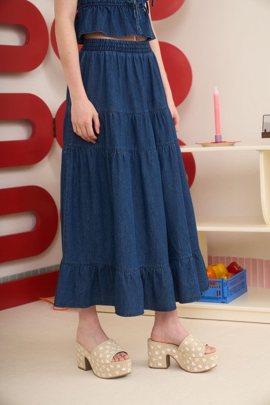 Darling Denim Maxi Skirt