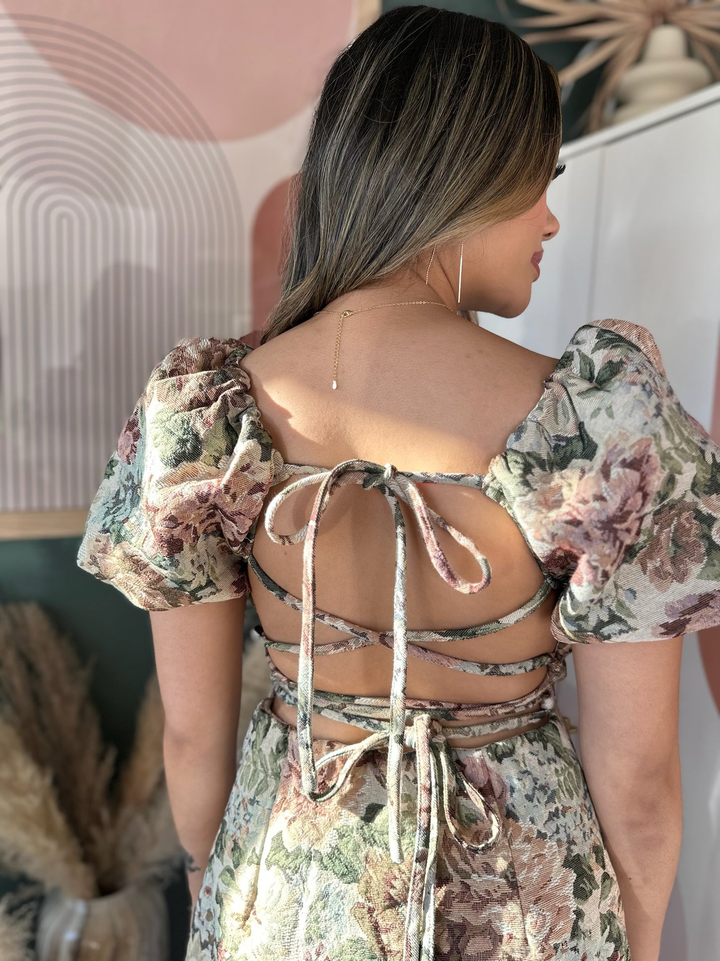Floreana Sage Mini Dress