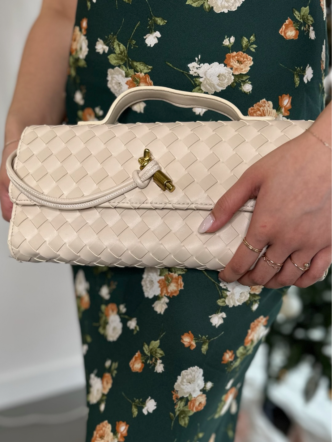 Ivory Woven Clutch