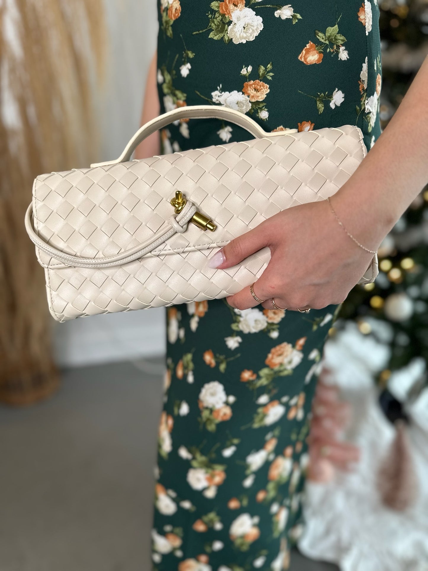 Ivory Woven Clutch
