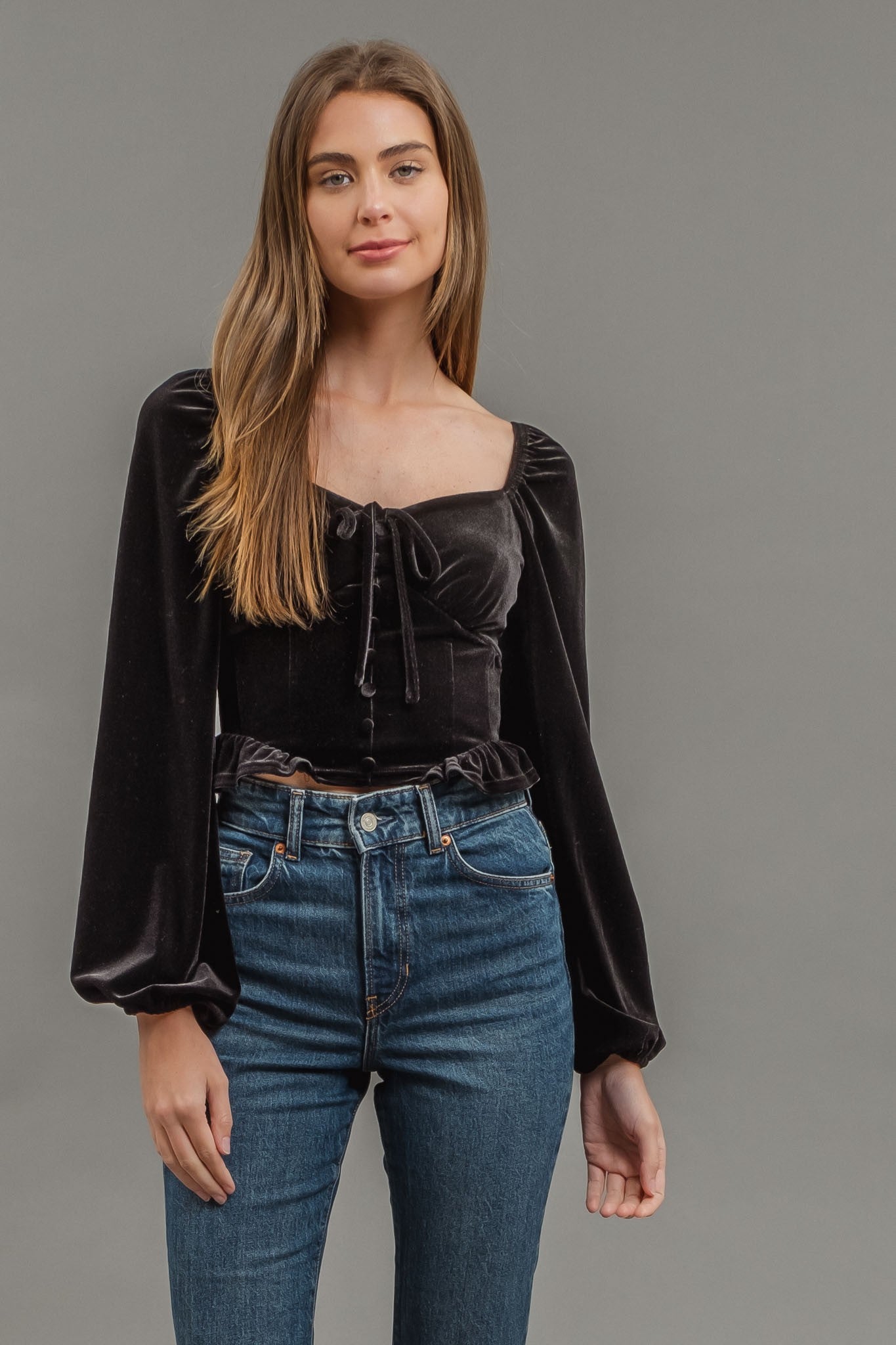 Velvet Ruffle Bouse