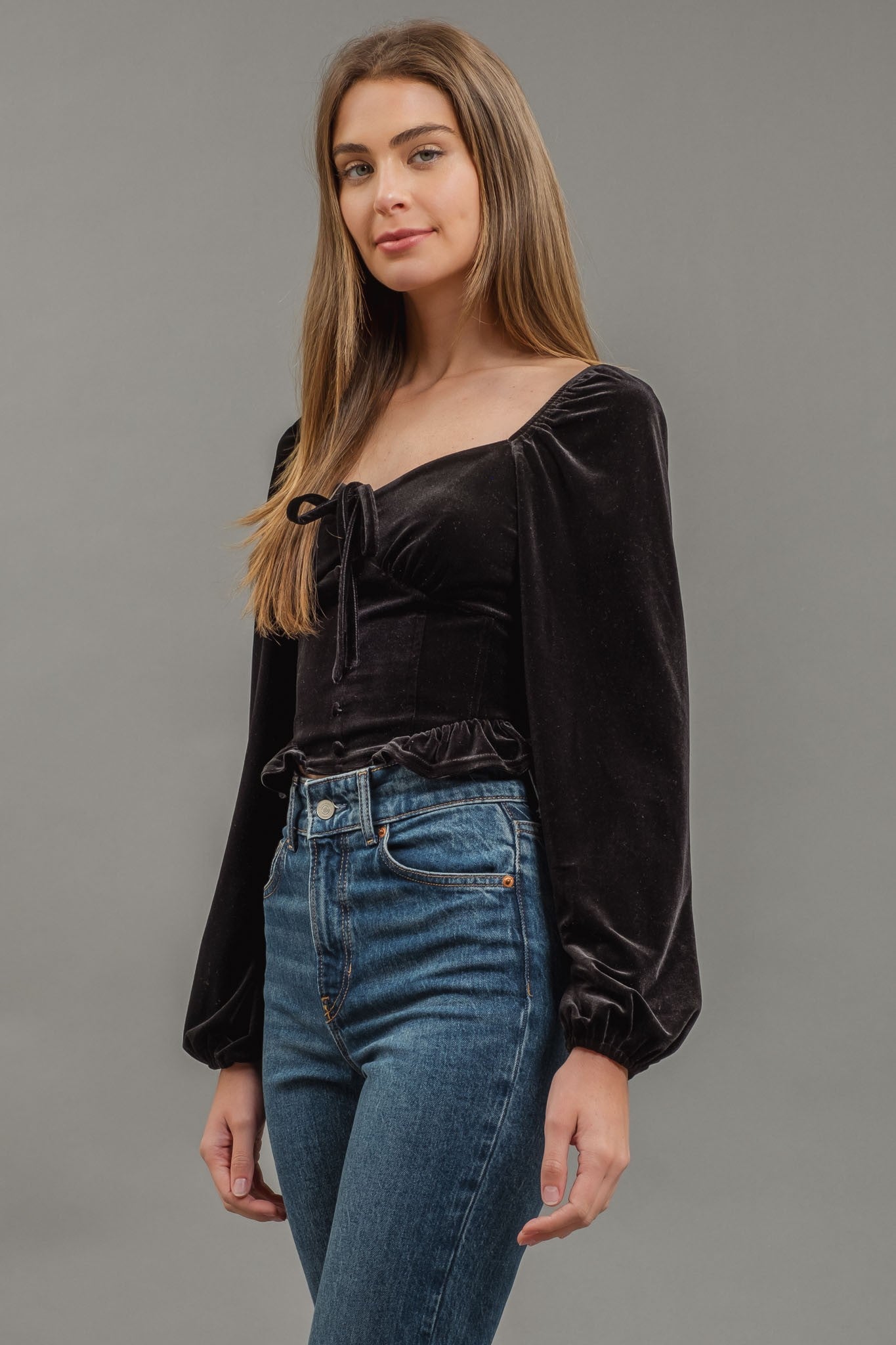 Velvet Ruffle Bouse