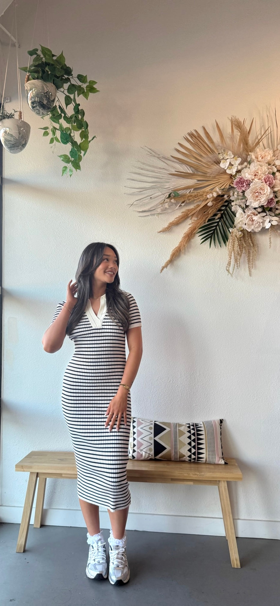 Knit Code Striped Midi
