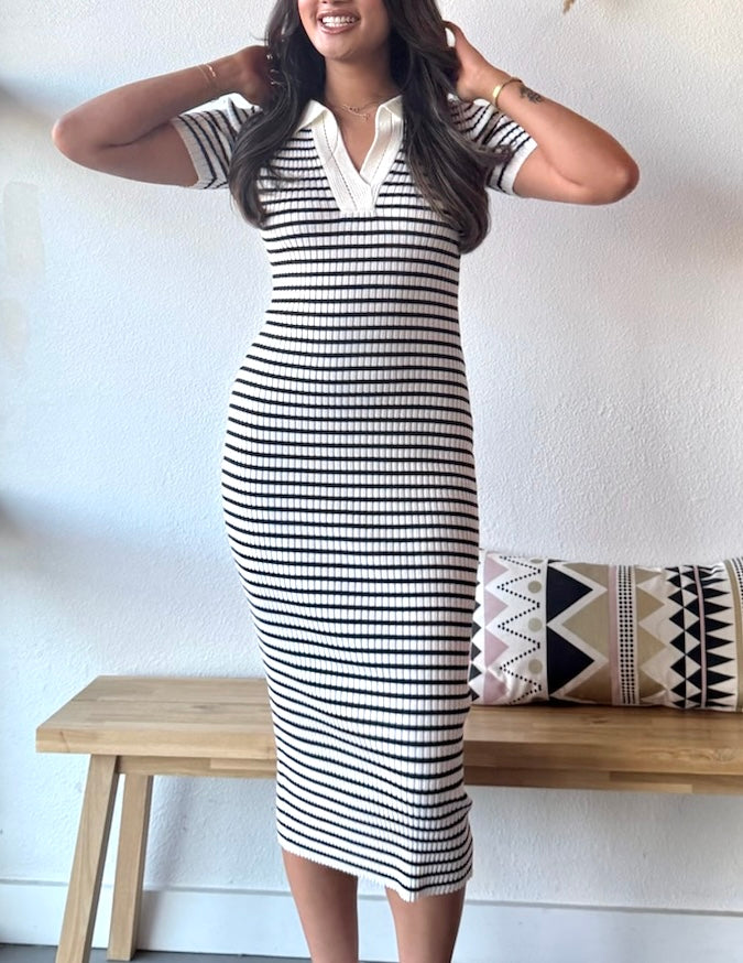 Knit Code Striped Midi