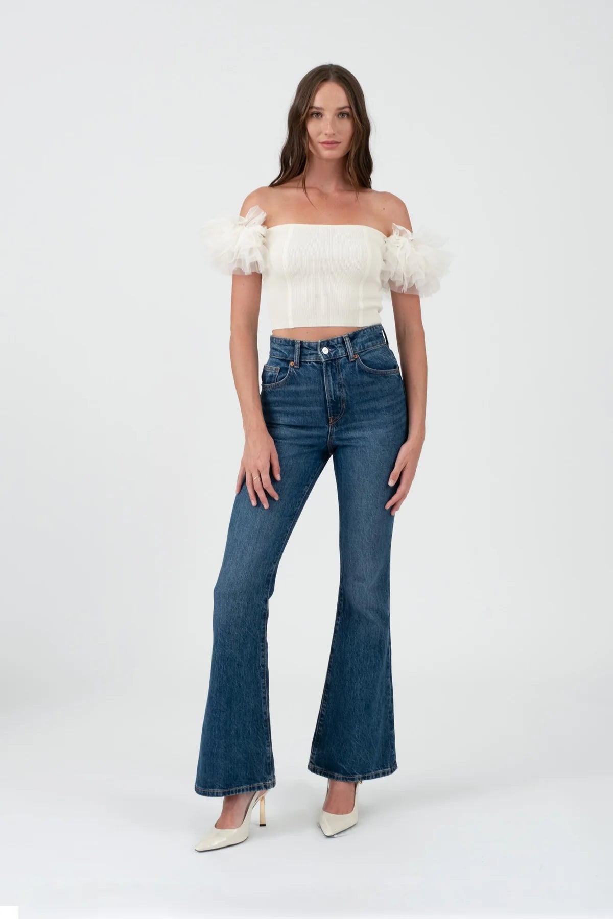 Cloud Tulle Off Shoulder Top