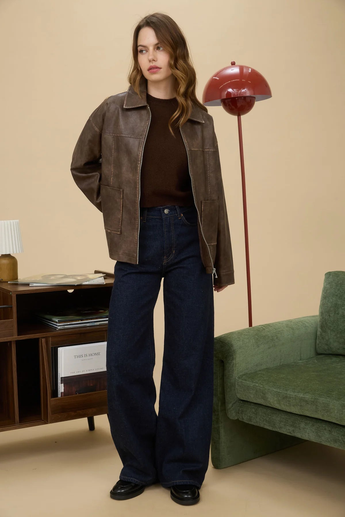 Vintage Washed Faux Leather Jacket