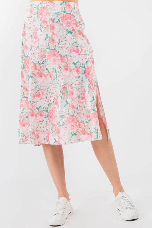 Printed Satin Skirt