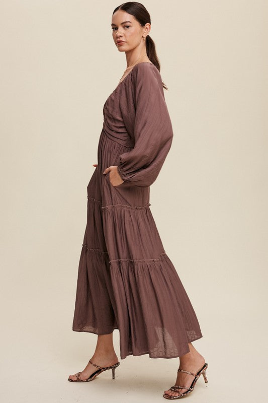Cinched Long Sleeve Maxi