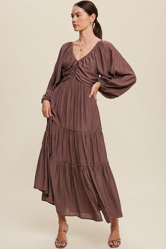 Cinched Long Sleeve Maxi