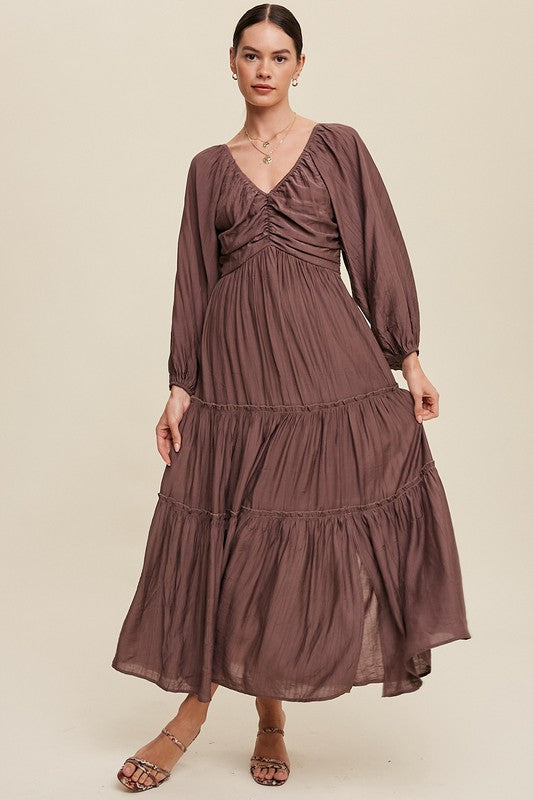 Cinched Long Sleeve Maxi