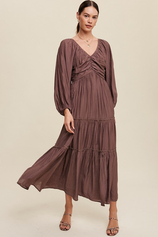 Cinched Long Sleeve Maxi