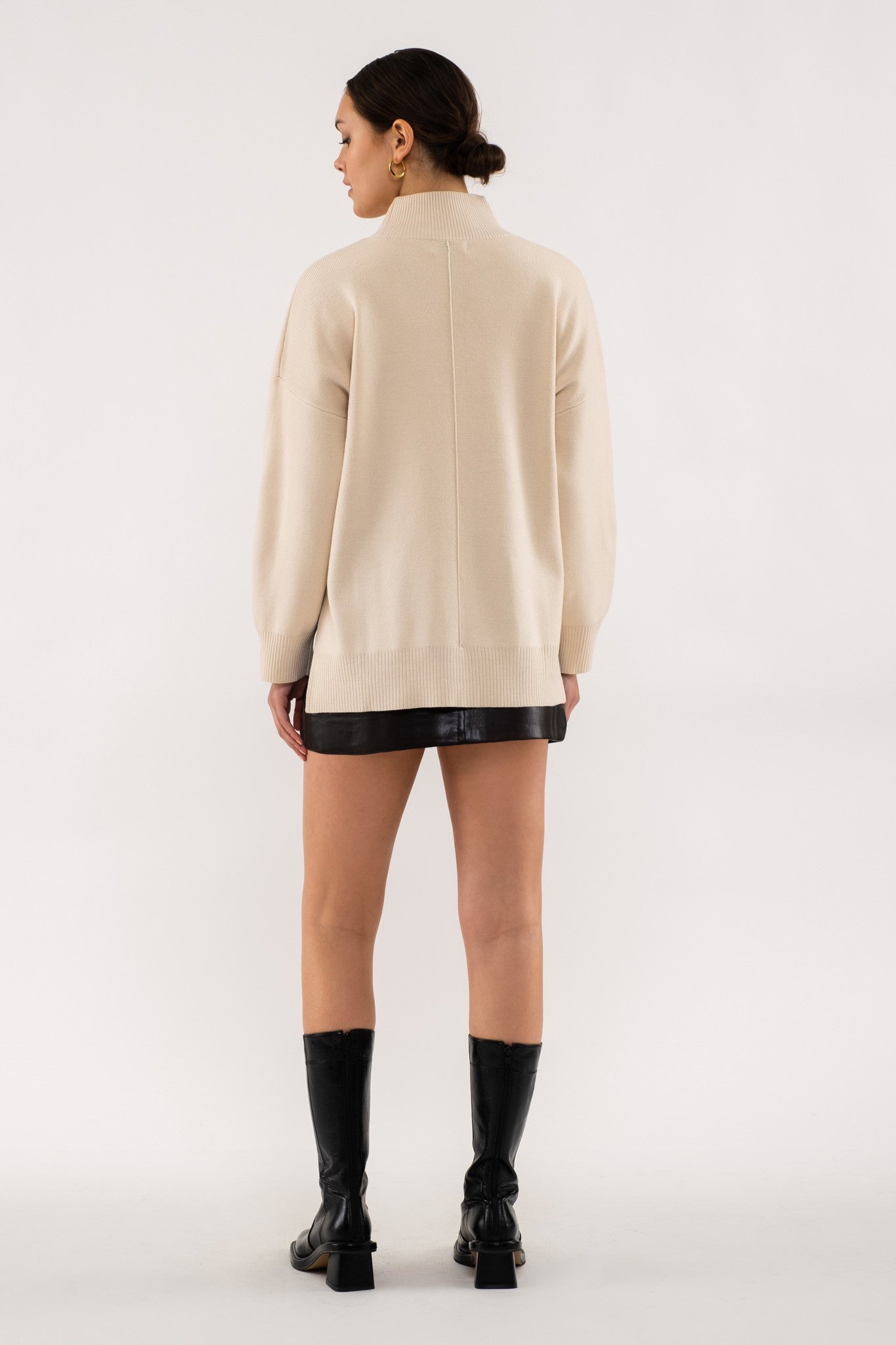 Mock Neck Seam Sweater