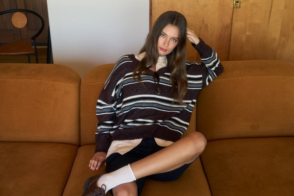 Spiced Striped Knit Sweater