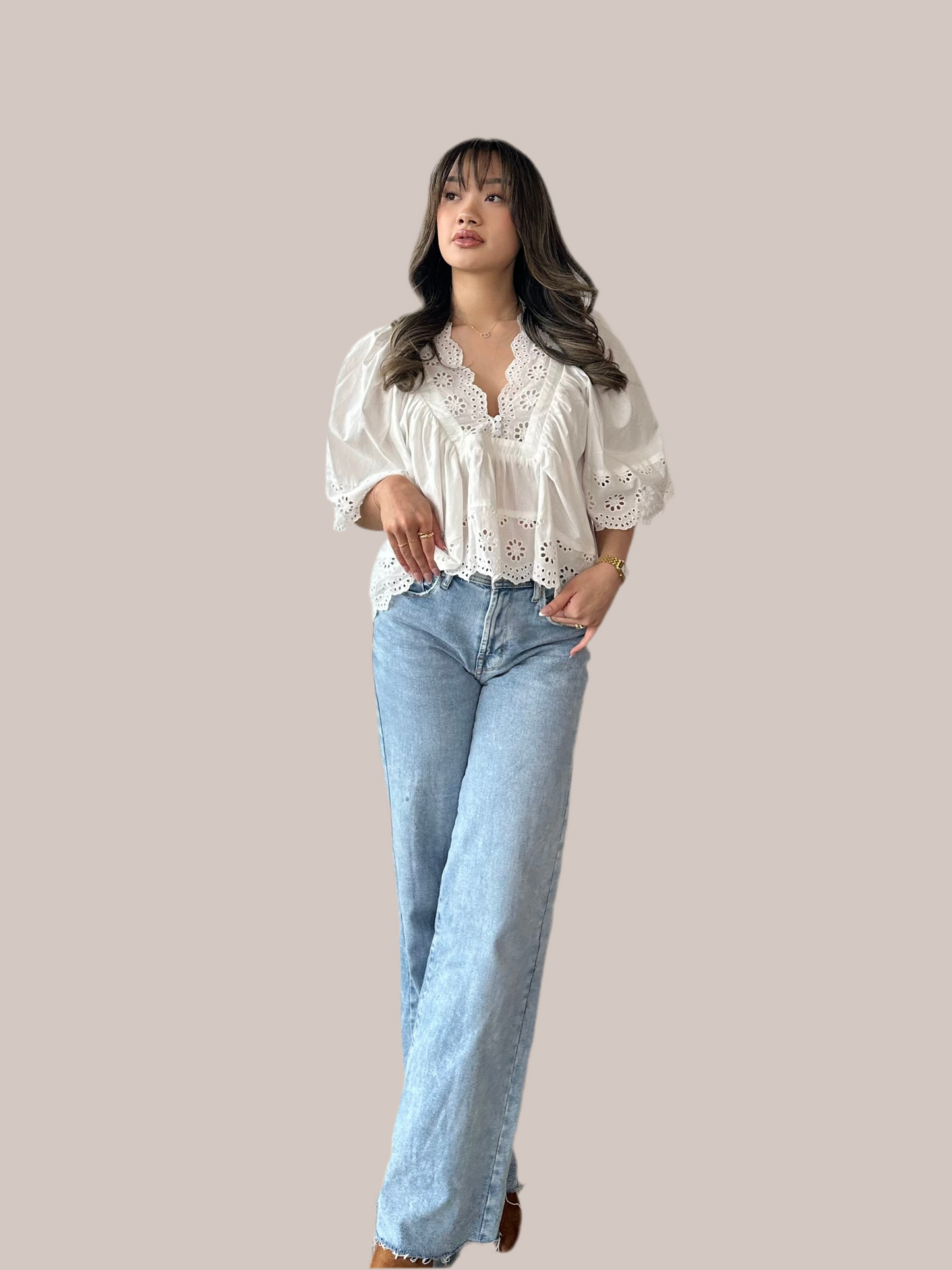 Cloud Nine Eyelet Top