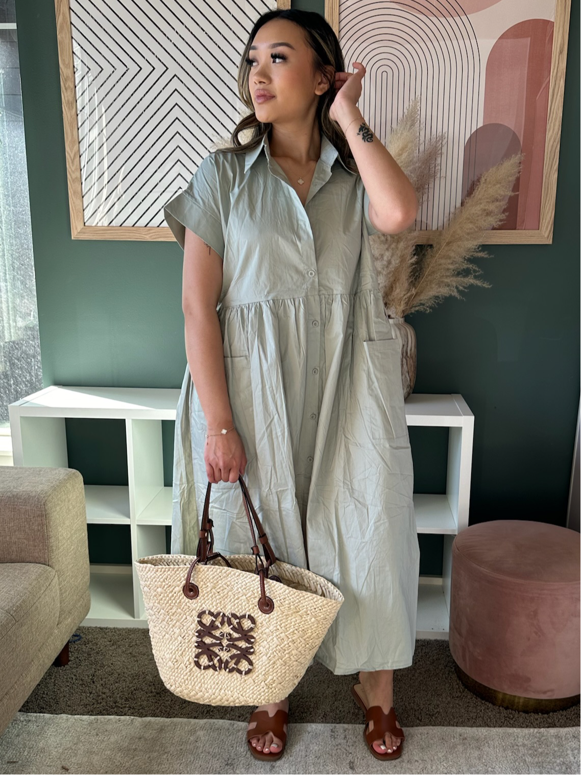 Button Breeze Poplin Dress