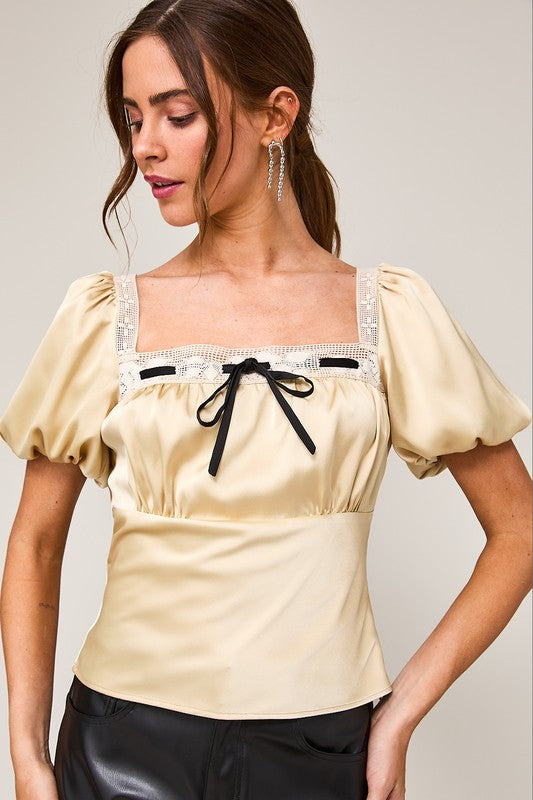 Cream Puff Sleeve Top