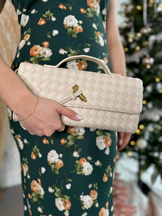Ivory Woven Clutch