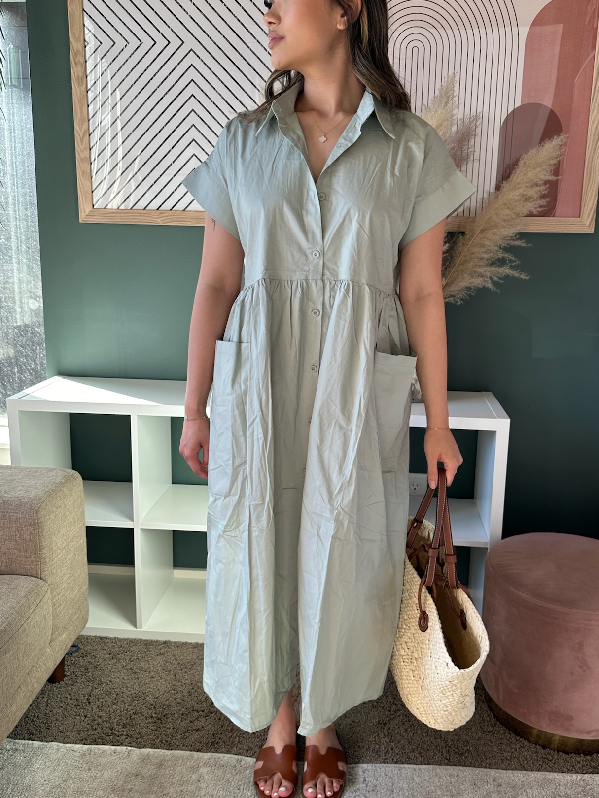 Button Breeze Poplin Dress