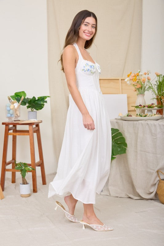 Blueberry Picnic Halter Dress