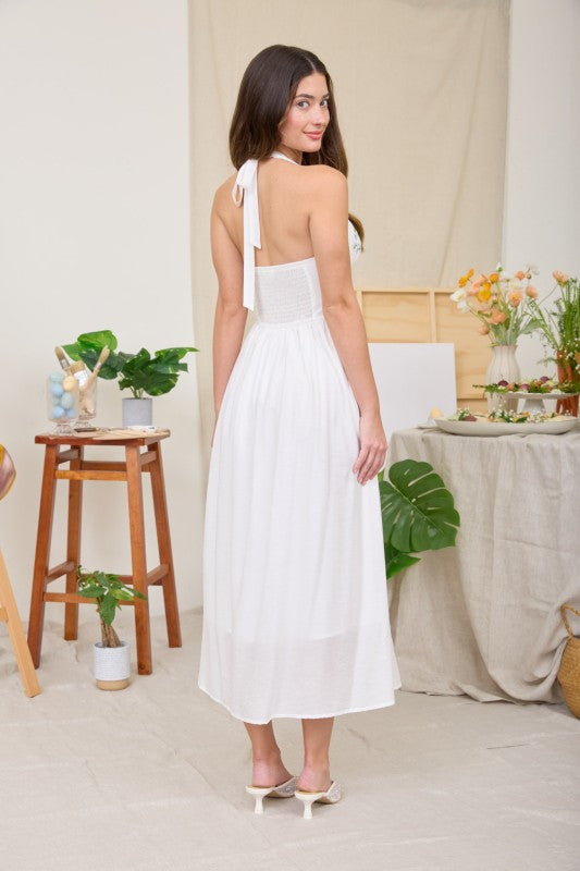 Blueberry Picnic Halter Dress