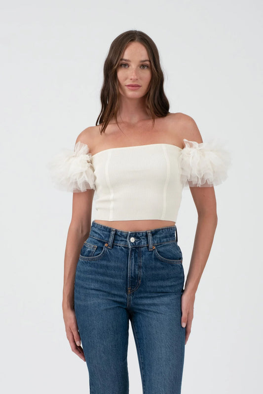 Cloud Tulle Off Shoulder Top