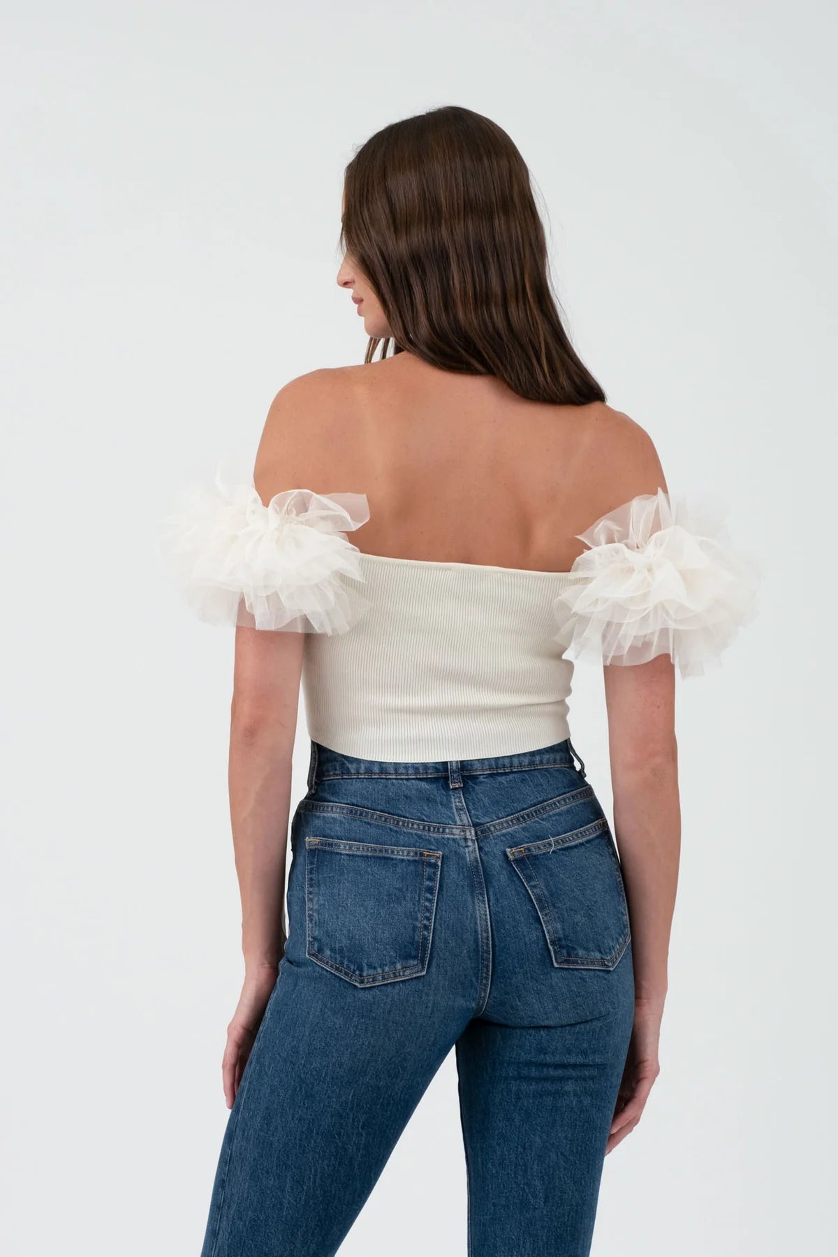 Cloud Tulle Off Shoulder Top