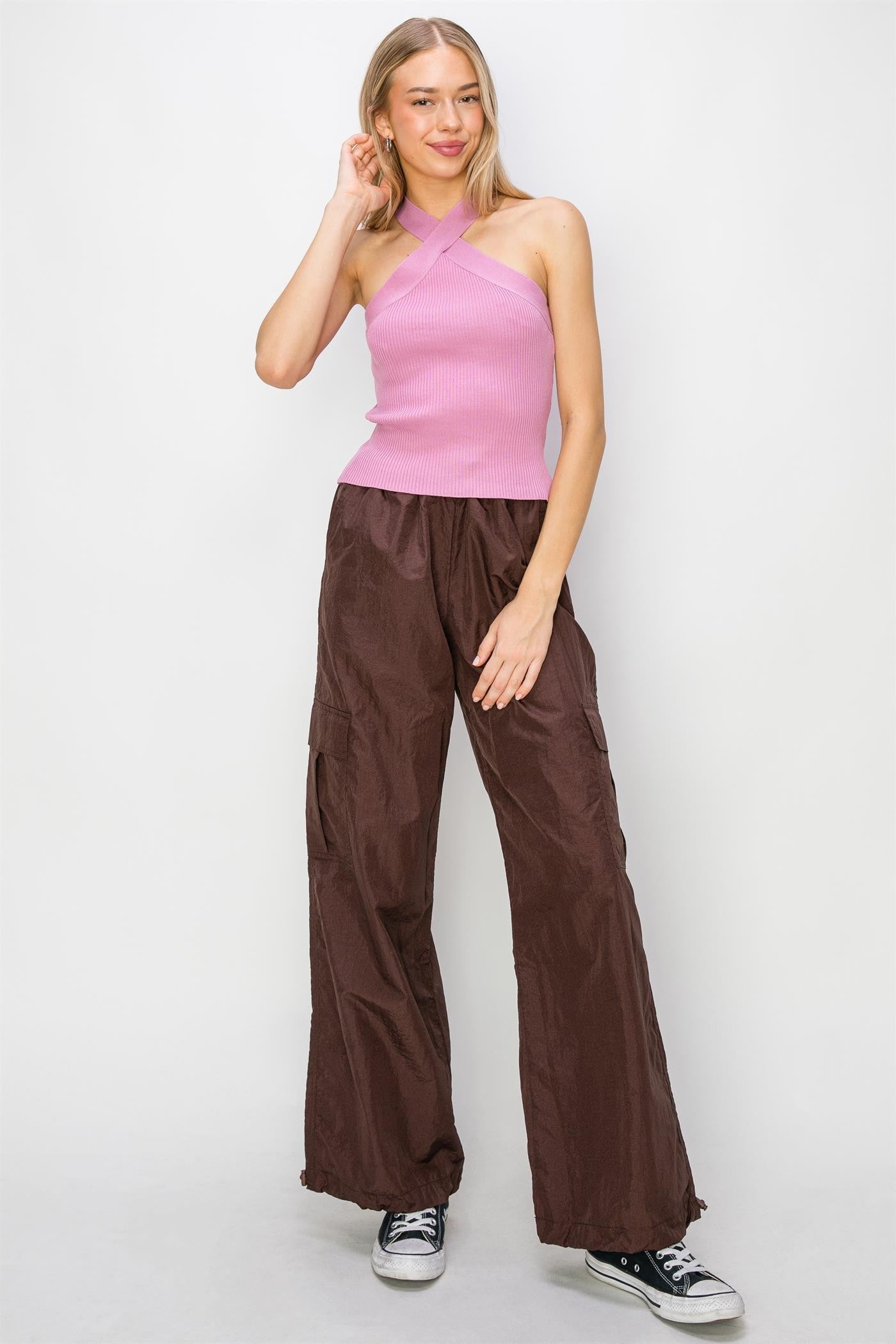 Halterneck Ribbed Top