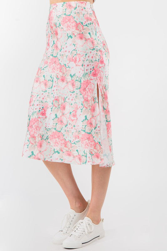 Printed Satin Skirt